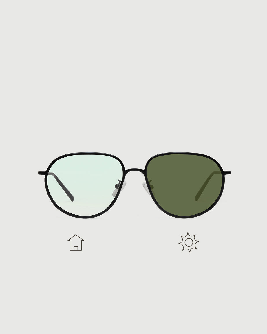 Charcoal Gecko Adaptive::Monty Eyeglasses pilot Black metal front